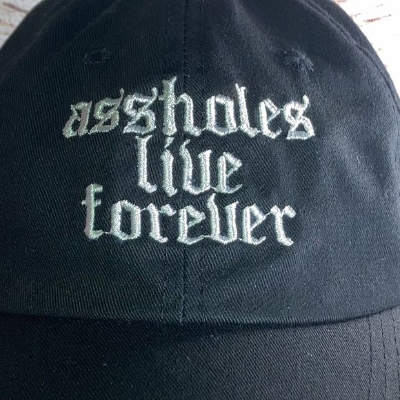 Linda Finegold Aholes Live Forever Cap Black Adjustable Hat - Picture 2 of 10
